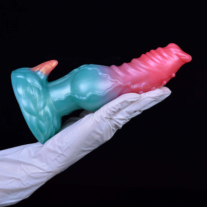 7.75-Inch Elyrius the Monster Dog - Knotted Alien Dildo with G-Spot Demon Horn