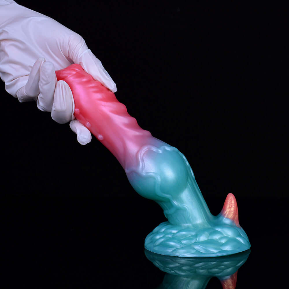 7.75-Inch Elyrius the Monster Dog - Knotted Alien Dildo with G-Spot Demon Horn