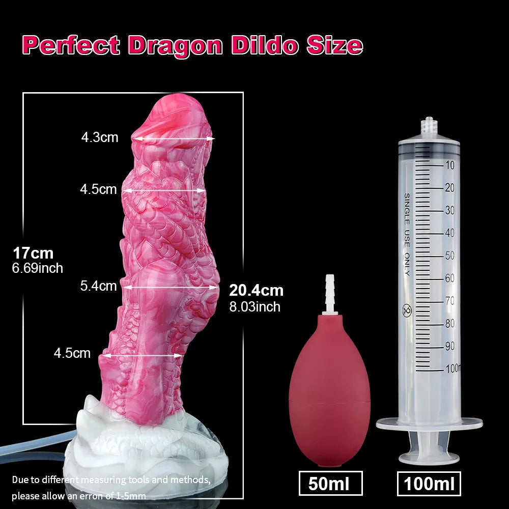 8-Inch Eragon, Ejaculating Dragon Dildo with Curved Knot