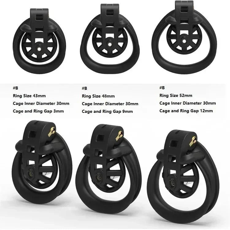 Adjustable Flat Profile Chastity Cage with Urethral Plug