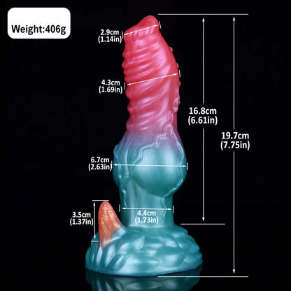 7.75-Inch Elyrius the Monster Dog - Knotted Alien Dildo with G-Spot Demon Horn