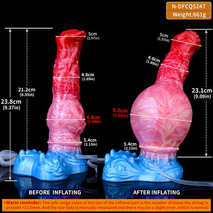 Reuss’s Equine-  Knotted Large Inflatable Dildo with Cum Tube
