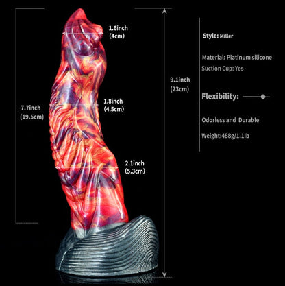 Miller - Curved Monster Dragon Dildo, Ribbed Fantasy Toy