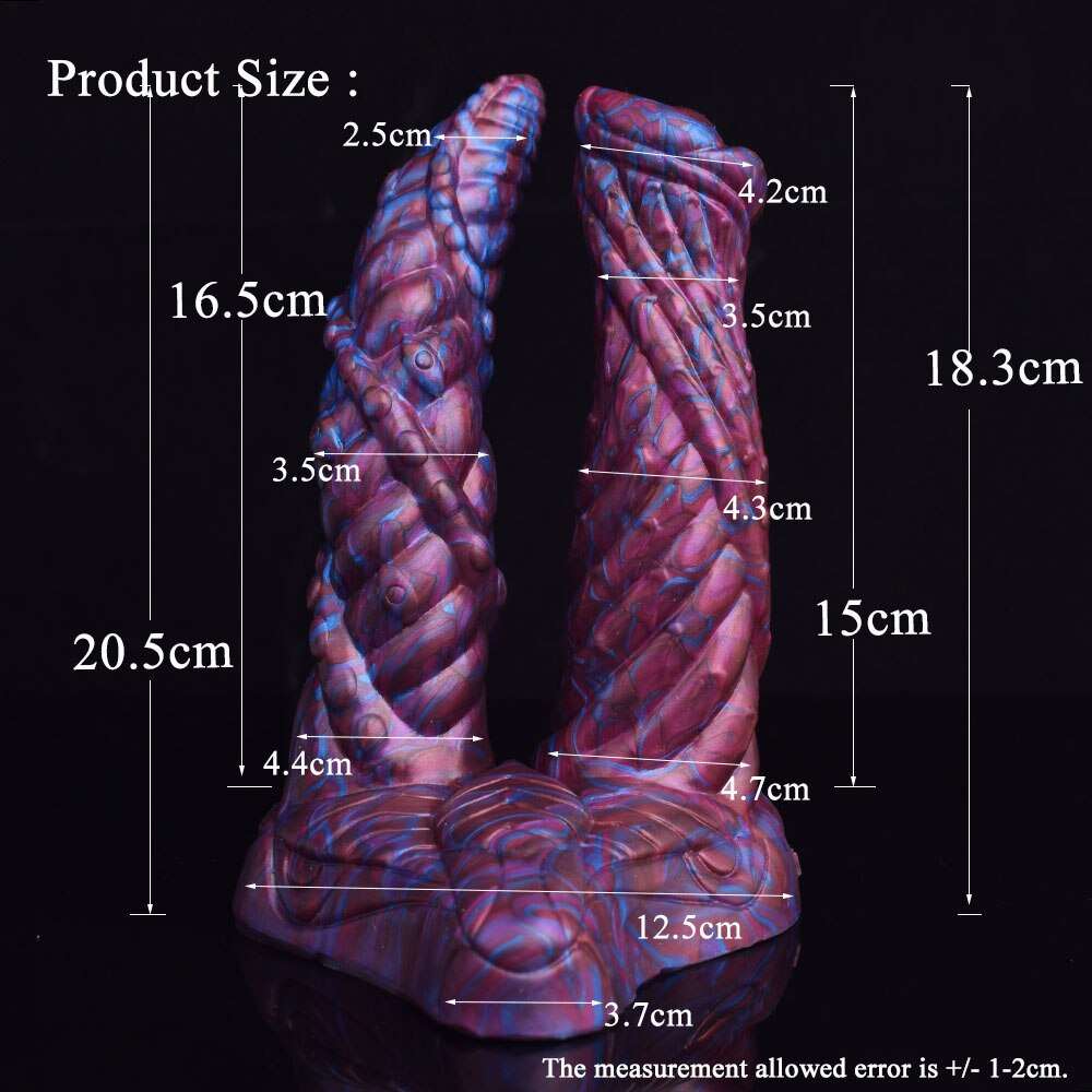 AELORIA - Double Penetration Ribbed Demon Dildo
