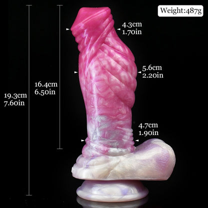 Hatiel - Ribbed Unicorn Dildo with Curve
