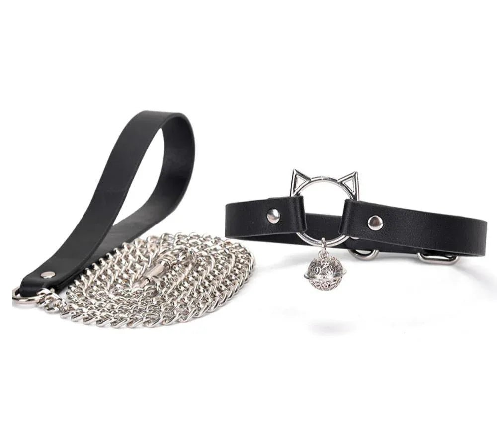 BDSM Kitten Play Collar and Leash Set