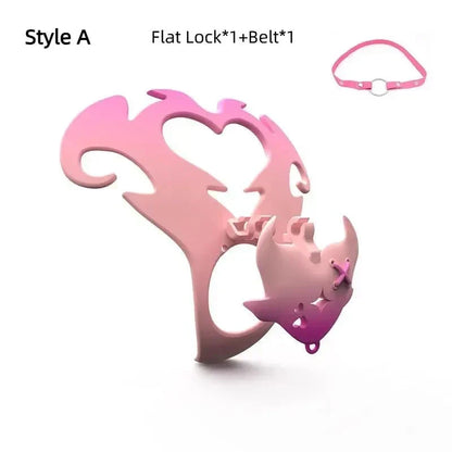 3D Pink Heart Sissy Chastity Cage