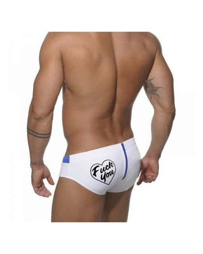Back Zipper Letter Bikini Men's Swim Trunks