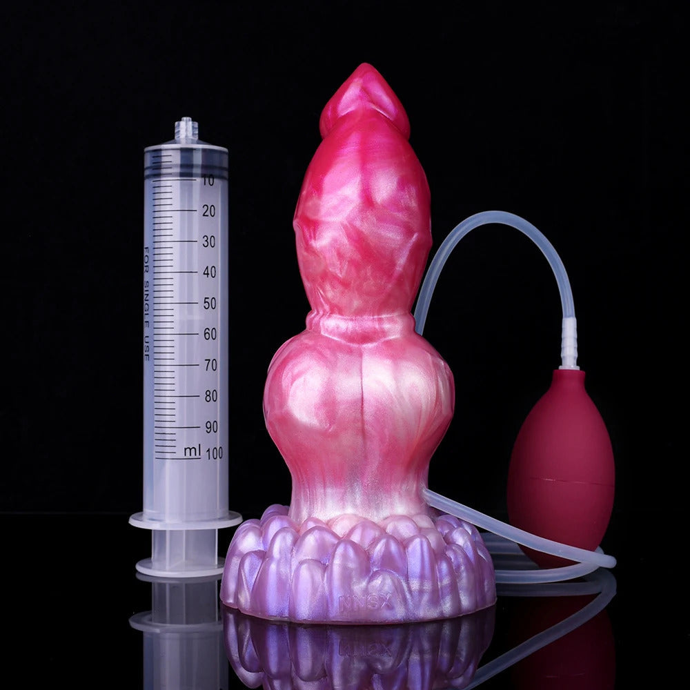 🐕 8-Inch Dowkat - Knotted Ejaculating Dog Dildo, Realistic Canine