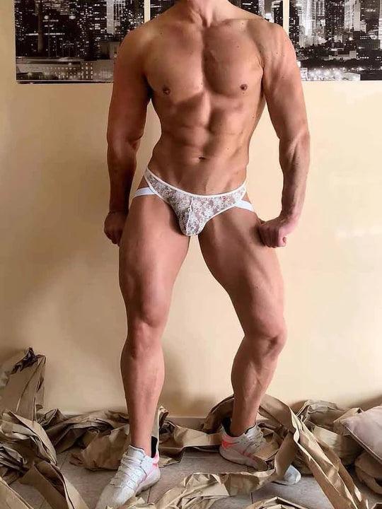 Men’s Sissy Sheer Lace Low Rise Underwear with Jock Straps - HDZ004