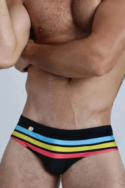 Colorful Striped Bikini Low Rise Briefs