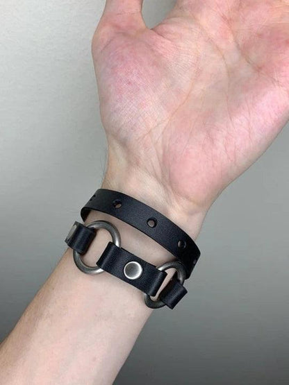 Adjustable Leather O-Ring Choker Collar